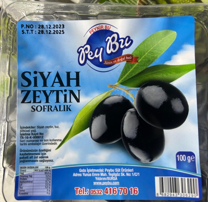 Peybu Siyah Zeytin 100gr